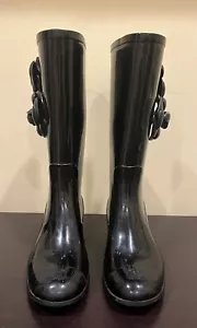 Stivali antipioggia Chanel Camelia fiori gomma nera donna scarpe CC Coco Mark taglia 37 - Foto 1 di 12