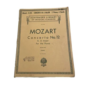 Concierto de Mozart número 12 en una mayor para piano volumen 1731 K414 2 pianos 4 manos - Imagen 1 de 6