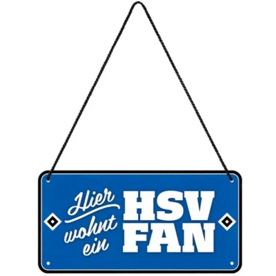 HSV Blechschild Kordel Metallschild Hier wohnt ein HSV Fan HSV Logo Fanartikel