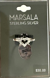 Marsala Sterling Silver Cubic Zirconia Heart Ring Size 7 New - Picture 1 of 2
