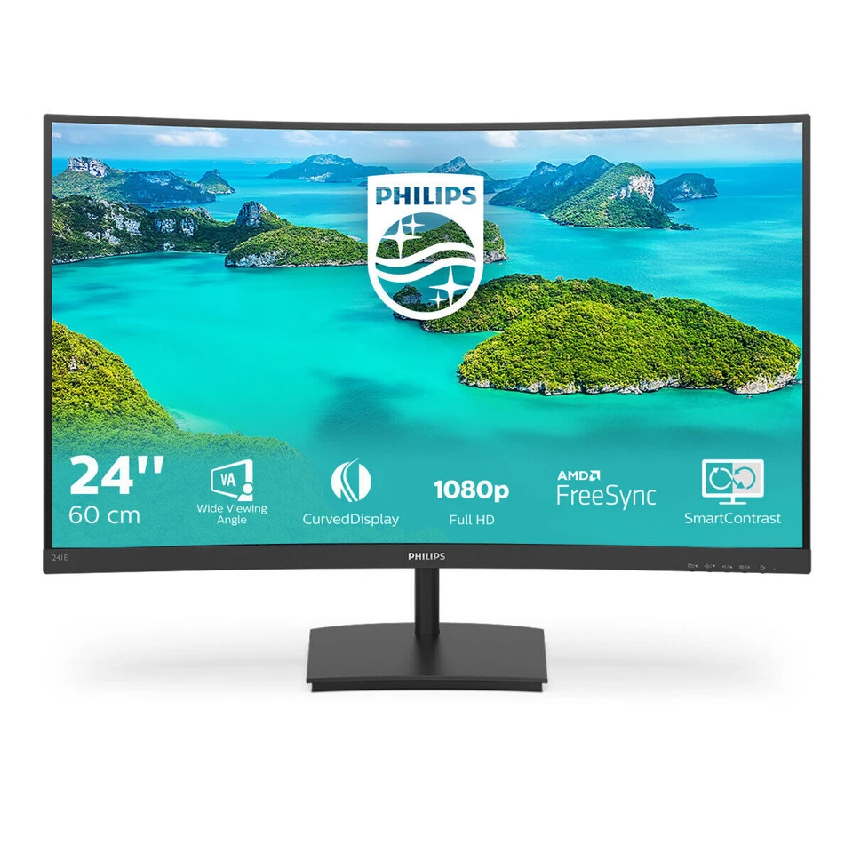 Philips E-Line 241E1SCA/00 23,6 Zoll Full HD Geschwungener LCD LED Monitor -Schwarz