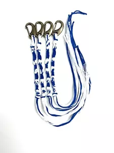 TZITZITS with clips, 4pcs Royal Blue And White With Bronze Color Clip Hebrew - Picture 1 of 3