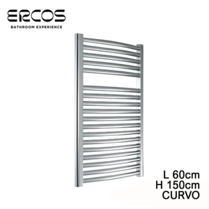 Scaldasalviette termoarredo cromato curvo 150x60 interasse 55 cm - TEKNO Ercos - Foto 1 di 3