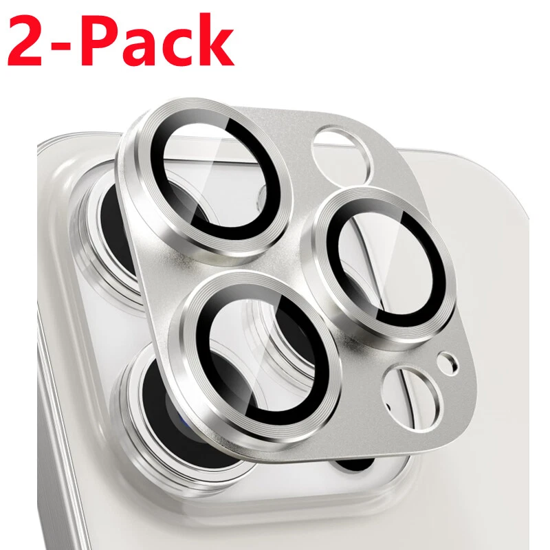 2件装适用于iPhone 16 Pro Max/16 Pro钢化玻璃金属相机镜头保护膜 — 第 1/4 张图片