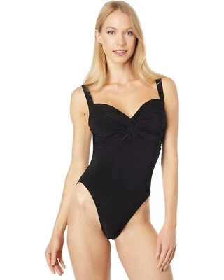 Traje de baño Norma Kamali X6422 delantero retorcido de una pieza, negro, XS Foto 1 de 3