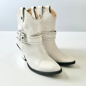 Dingo Backstage weiß Leder Nieten Schnalle Western Cowboy Stiefeletten Größe 8 - Bild 1 von 10