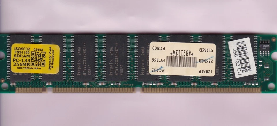 256MB PC-133 HYNIX SDHY32M64168-H 256-133-DU DESKTOP RAM Memory STICK PC133 SDR - Image 1 of 2