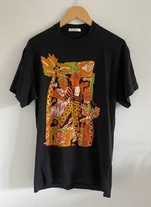 Vintage S Small M&S St Michael 90s Graphic Tee T-Shirt Schwarz Orange Funky Sommer - Bild 1 von 12