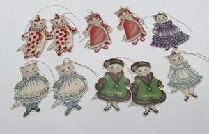 Vintage 1985 Kätzchen Gurke Weihnachten Geschenkanhänger Merrimack gestanzt 10er Set - Bild 1 von 2