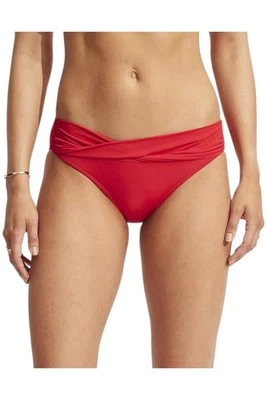 Bikini Seafolly para mujer banda torcida hipster cobertura completa rojo chile Foto 1 de 2
