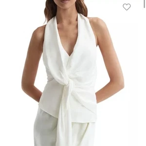 REISS weißes Freda drapiertes Neckholder-Top Größe 6 - Bild 1 von 8