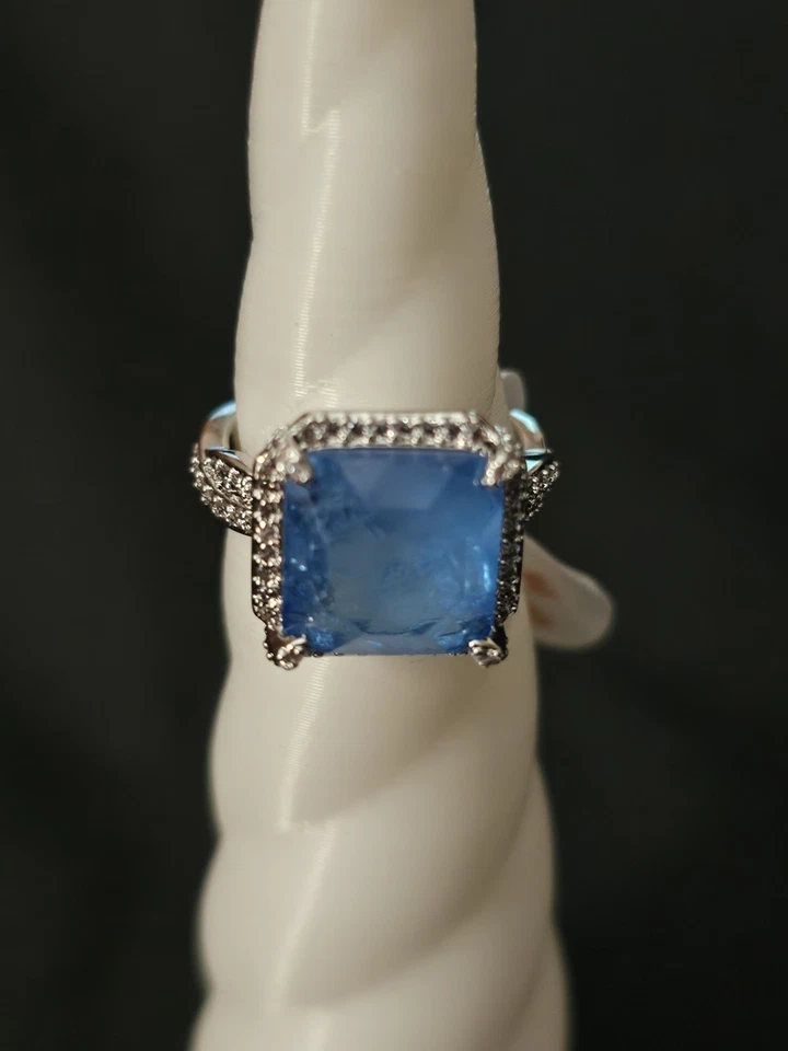 Ring Bomb Party OG Ring RG94052 "Sparkle In The Sun" Rhodium/Ocean Blue Quartz - Image 1 of 4
