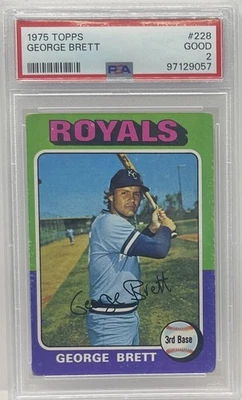 1975 TOPPS #228 GEORGE BRETT ROOKIE RC PSA 2 GOOD ROYALS HOF - Image 1 of 2