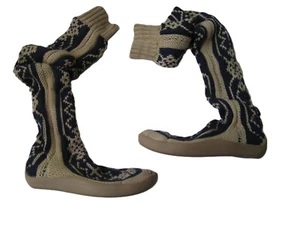 GYPSYZ OVER THE KNEE BLUE- BEIGE KNIT SWEATER BOOTS WOMEN'S US 6 EUR 36 FREE S/H - Picture 1 of 7