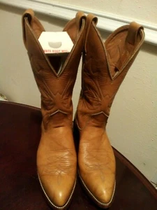 Alberta Women Western Boots 6 AA Pull-ons Leather Brown Top Stitch Embellish - Picture 1 of 7