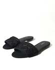 NEUF ! Sandales plates brodées cœur en coton noir Dolce & Gabbana US6,5
