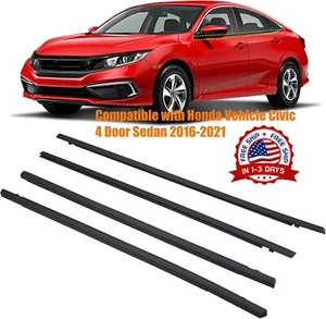 4 PACK Sello burlete moldura ventana exterior coche para Honda Civic 2016 - 2021 - Picture 1 of 7