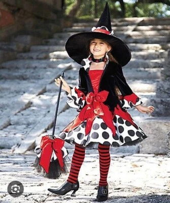 CHASING FIREFLIES WISHCRAFT 14 SAMANTHA POLKA DOT WITCH COSTUME HAT TIGHTS BROOM - Image 1 of 3