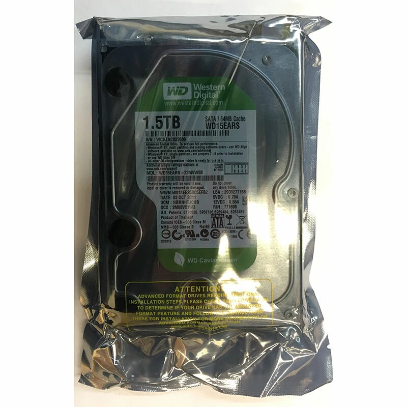 WD15EARS - Western Digital 1.5TB 5400 RPM SATA 3.5" HDD factory sealed - Image 1 of 1