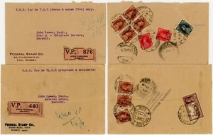 1941 INDIA 2 COVERS REGIST.INSURED VP3 STOCK EXCHANGE FROM STAMP DEALER to LAWES - Picture 1 of 3