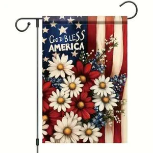 GOD BLESS AMERICA Gänseblümchen patriotisch 12 x 17,8" doppelseitige Garten Hof Flagge - Bild 1 von 4