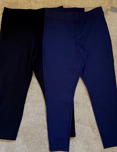 Lot 2 NEW Soft Surroundings Ponte Leggings Womens PM Navy Blue Ankle Black Crop - Imagen 1 de 6