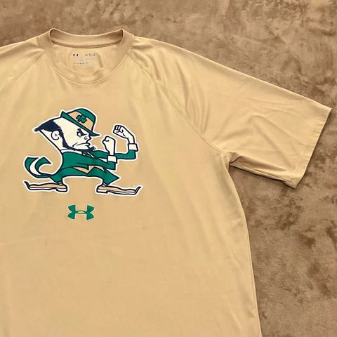 NOTRE DAME FIGHTING IRISH LOOSE HEAT GEAR Gold Green Shirt Size XL Cover