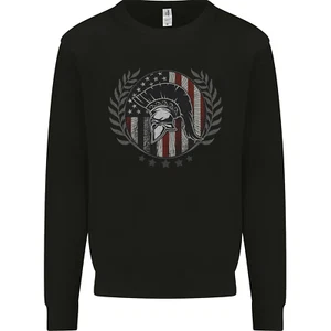 USA Bodybuilding Flag Gym Training Spartan Kids Sweatshirt Jumper - Picture 1 of 97