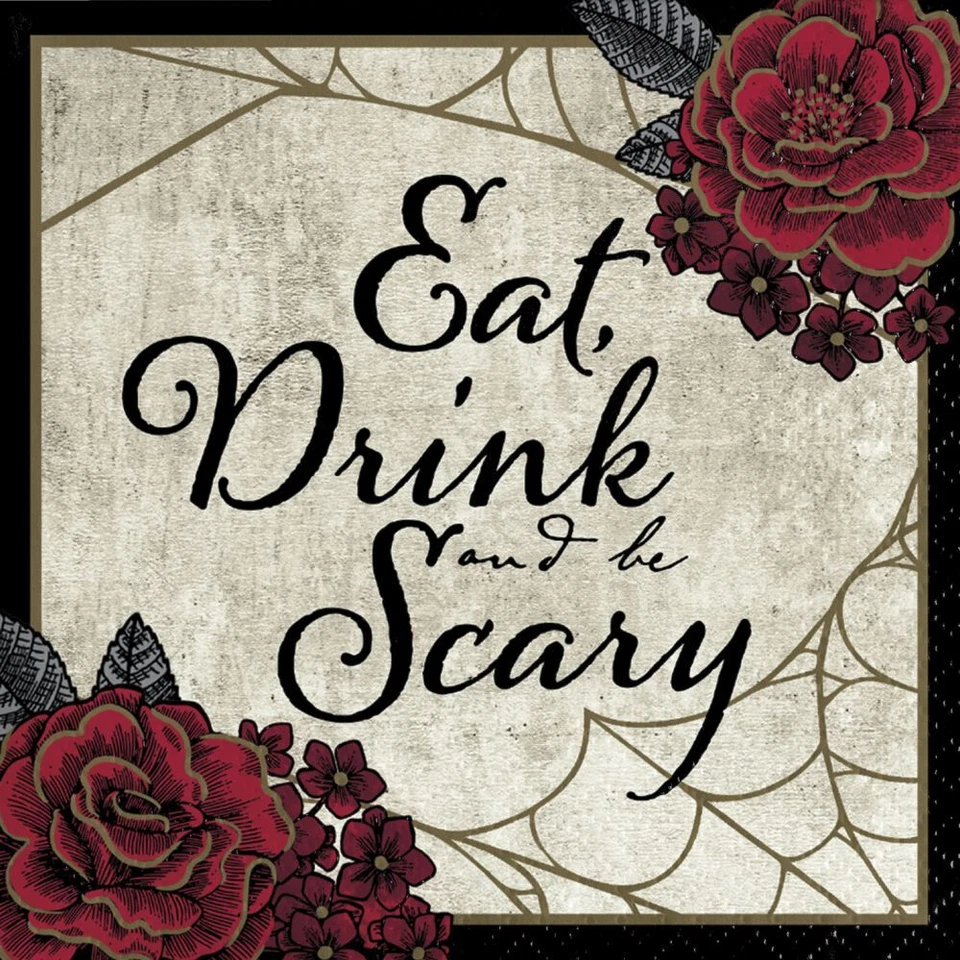 Creepy Halloween Characters Beverage Napkins Paper 16 Per Pack Party Tableware - Image 1 of 1