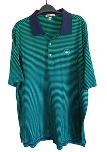 Peter Millar Pullover Polo  Mens Shirt Green Navy  Sz XL Collar Short Sleeve - Picture 1 of 13