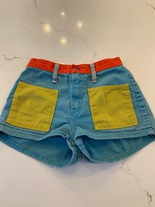 Vintage 1960’s Original Wrangler Peter Max Colorful Denim Shorts 22” Waist Retro - Picture 1 of 10