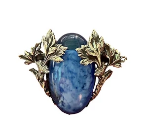 French Antique Art Nouveau Brooch Silver Plated Metal Pâte de Verre - Picture 1 of 6