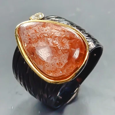 Joyería 12 ct+ Anillo Piedra Solar Natural Plata de Ley 925 Talla 8/R439651 Foto 1 de 4