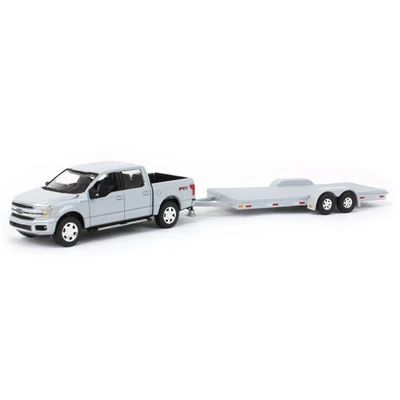 Auto World 1/64 2019 Ford F-150 Grigio Pietra Con Rimorchio Grigio CP7976 - Immagine 1 di 4