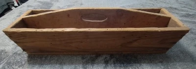 Vtg 1935 handmade (?) wooden carpenter's long tool carrier/caddy/tote/box - Image 1 of 4