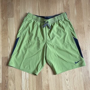 Nike Men’s Green & Navy Athletic Shorts Size M – Dri-FIT Lined Training Running - Picture 1 of 8
