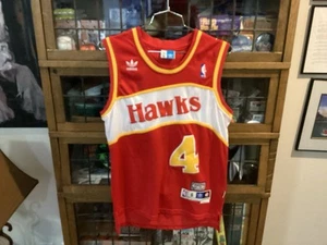 Camiseta deportiva clásica cosida Spud Webb #4 Atlanta Hawks Adidas 1982-83 madera dura talla S - Imagen 1 de 14