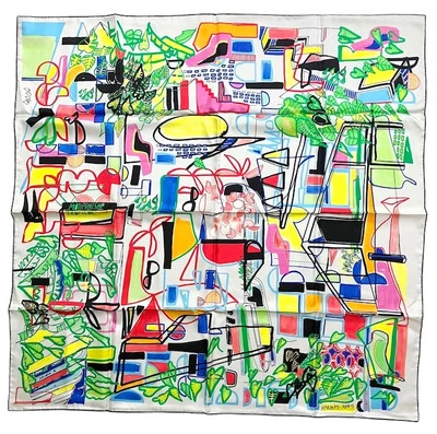 Hermes Scarf Stole Modernisme Tropical White Filipe Jardim Silk Auth New tag 90 - Image 1 of 4