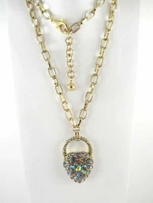 Signed Lulu Frost NINA Rhinestone Heart Pendant Necklace 34" - Image 1 of 4