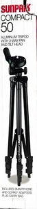 Sunpak TravelMate 50/B 50" Tripod for Cameras Smartphones and GoPro - Black - Picture 1 of 4