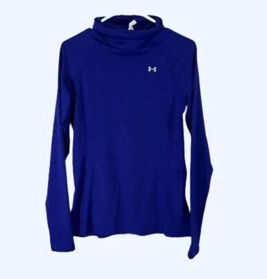 Under Armour Womens UA Blue ColdGear Base Layer Mock Neck Shirt Medium Ski - Image 1 of 4