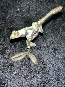 Rara scultura rana su pianta in bronzo MASSÉ firmata vintage - Foto 1 di 9
