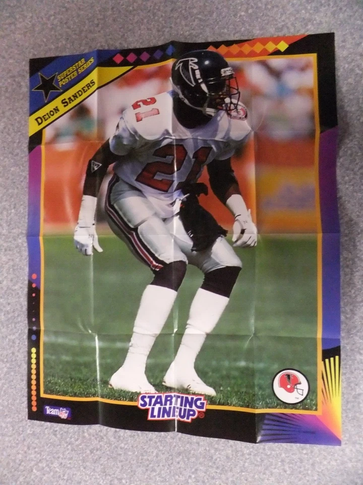 L#D34  1992 Kenner Starting Lineup Deion Sanders Atlanta Falcons poster NRMT - Image 1 of 1