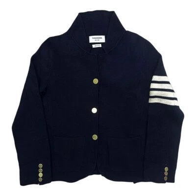 Thom Browne Striped waffle-knit wool-blend blazer - Image 1 of 4