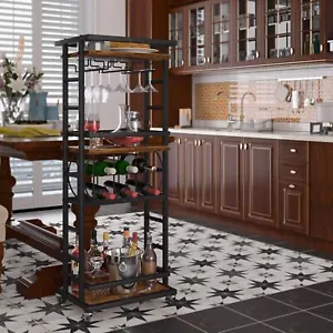 4 Tier Bar Cart for Home with Wheels,Home Bar Serving Cart, Rolling Mini Wine - Picture 1 of 8