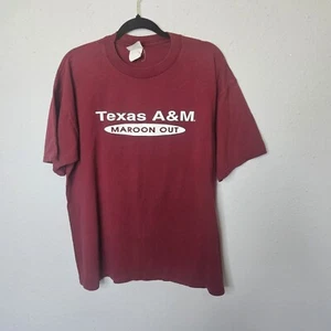 Texas A&M University Aggies 12 Mens L Large Maroon Red Tee Shirt Unisex - Picture 1 of 8