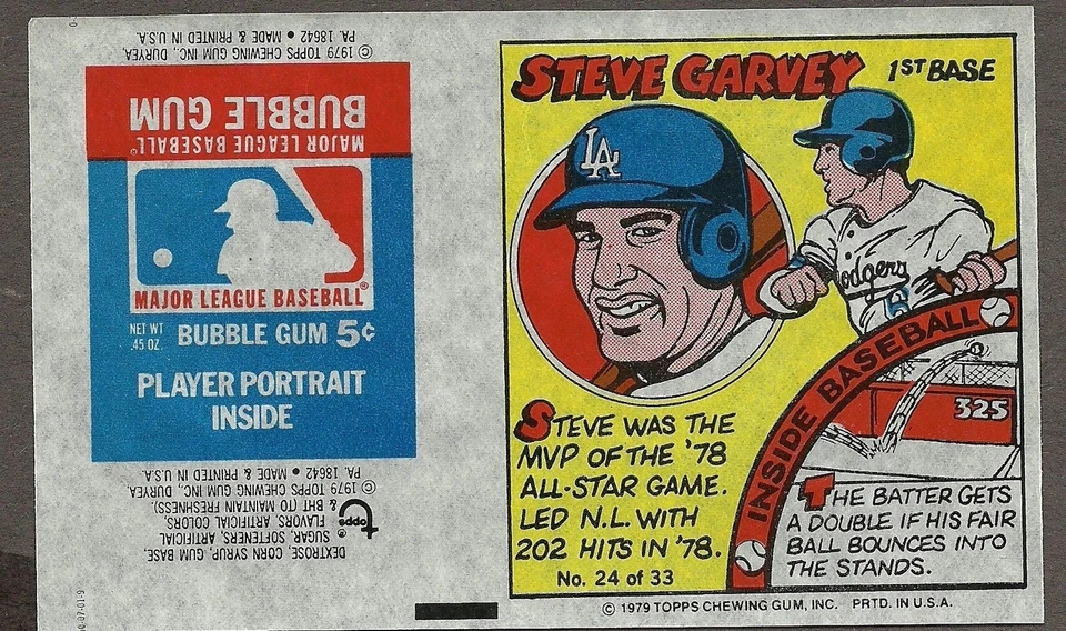 1979 Topps Big League Gum Uncut L A Dodgers Steve Garvey Proof Panel - Image 1 of 1