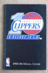 LOS ANGELES CLIPPERS NBA BASKETBALL MEDIA GUIDE - 1993 1994 - NEAR MINT
