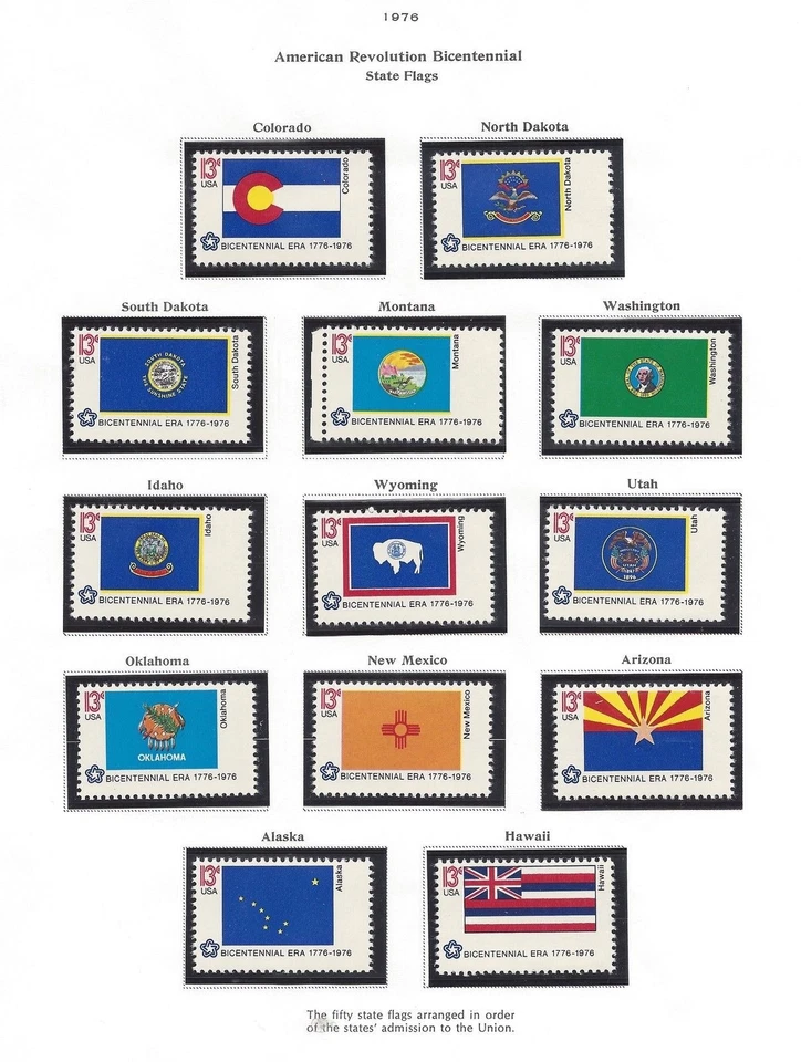 US Scott # 1632 - 1682 13c 1976 US Bicentennial State Flags Complete Singles  - Image 1 of 1