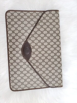 🌺Vintage GUCCI GG Logo Patrón Lona Sobre Documento Bolso sin asas Cartera Bolsa Foto 1 de 4